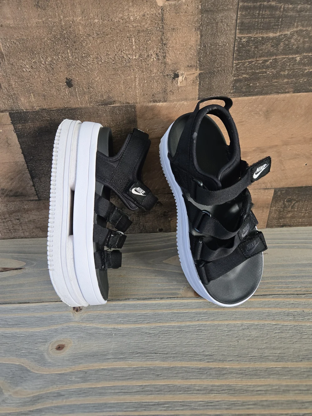 Nike Icon Classic Sandals Platform Slides Shoes DH0224 Black Wmn Sz 5 Youth 3.5Y